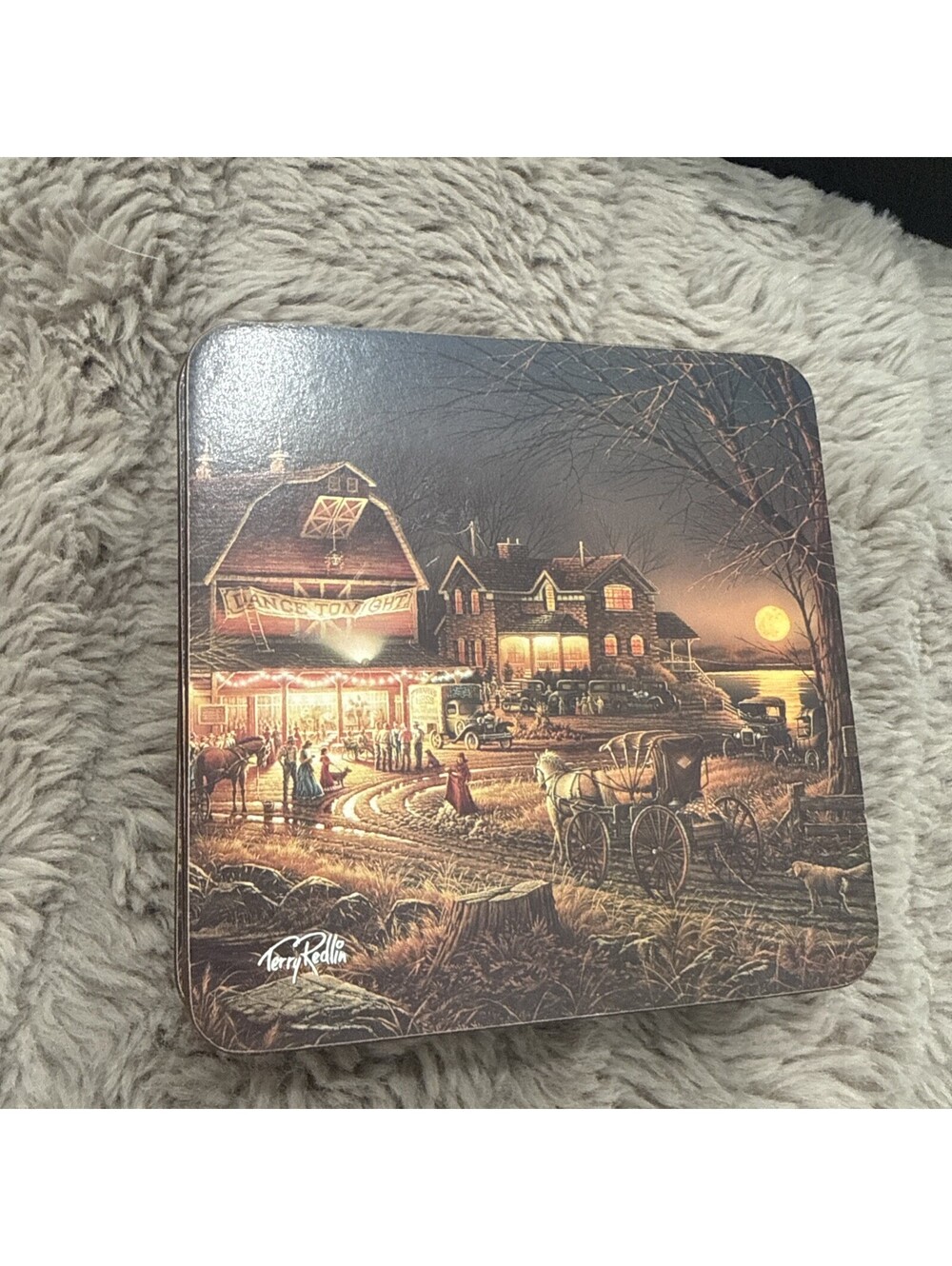 Terry Redlin Coaster Set Of 6 - The Hadley Collection “Harvest Moon Ball”   Art